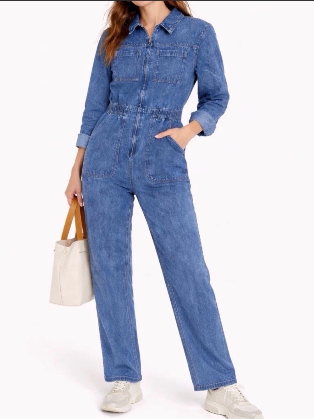 HM Denim Jumpsuit Womens 10 Blue One Piece Flight Boiler Suit Utility Overalls